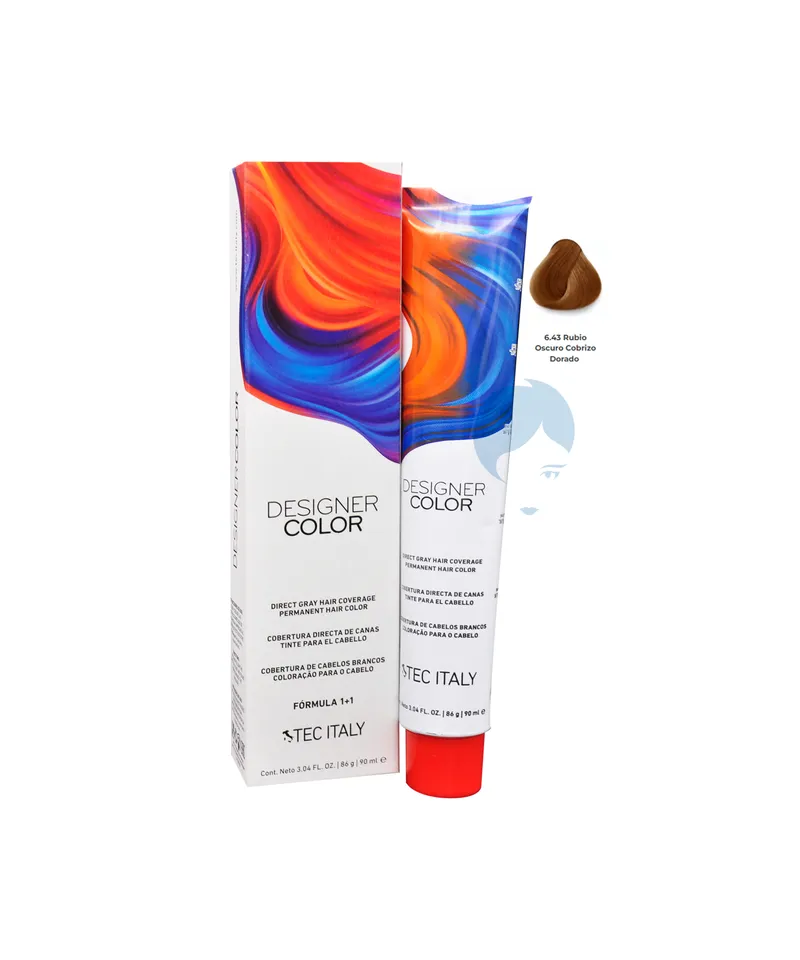 TEC ITALY DESIGNER COLOR N.6.43 RUBIO OSCURO COBRIZO DORADO X 90ML - Producto de belleza y estética en Almacén Sandra