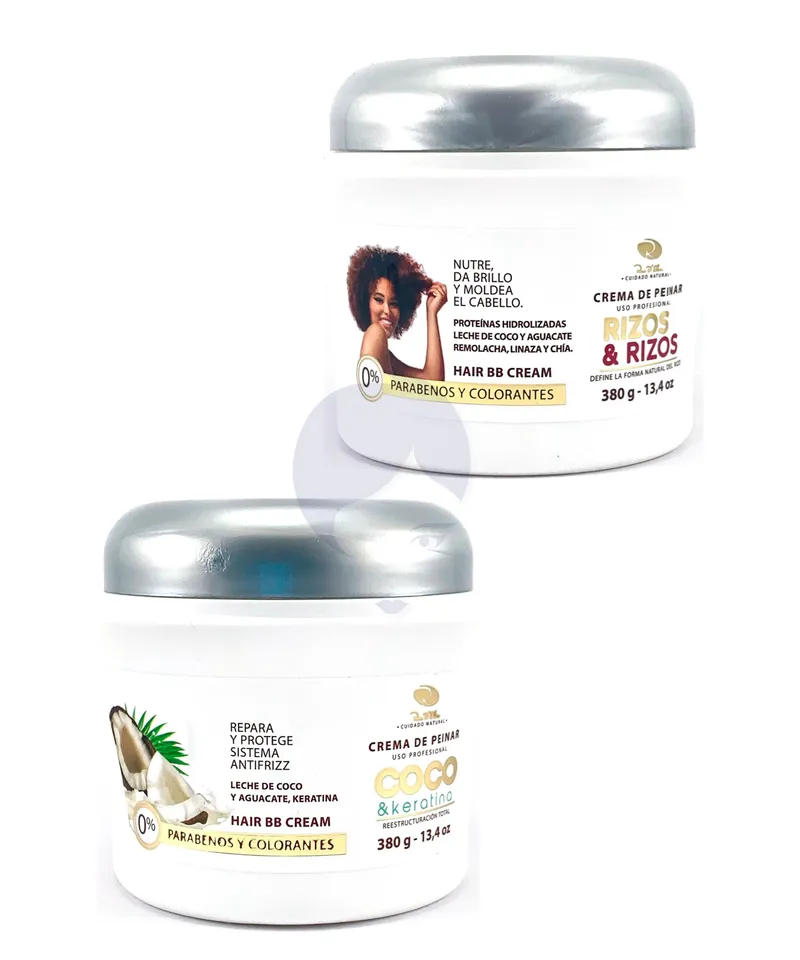 ROSS DLEN CREMA DE PEINAR RIZOS X380GR +CREMA DE PEINAR COCO Y QUERATINA X380GR - Producto de belleza y estética en Almacén Sandra