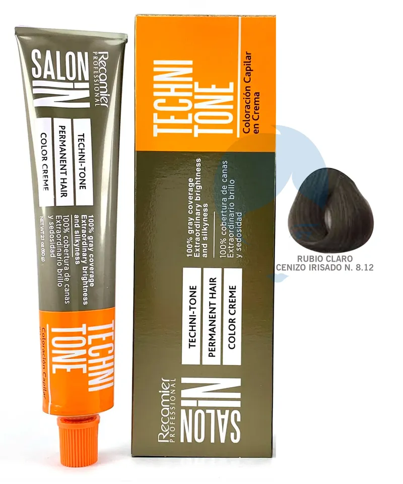 TECHNI TONE TINTE RUBIO CLARO CENIZO IRISADO N. 8.12 X 60GR - Producto de belleza y estética en Almacén Sandra