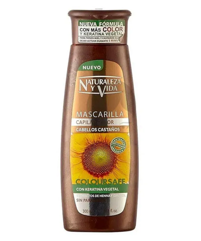 NATURALEZA Y VIDA MASCARILLA CAPILAR COLOR CASTAÑO X 300GR - Producto de belleza y estética en Almacén Sandra