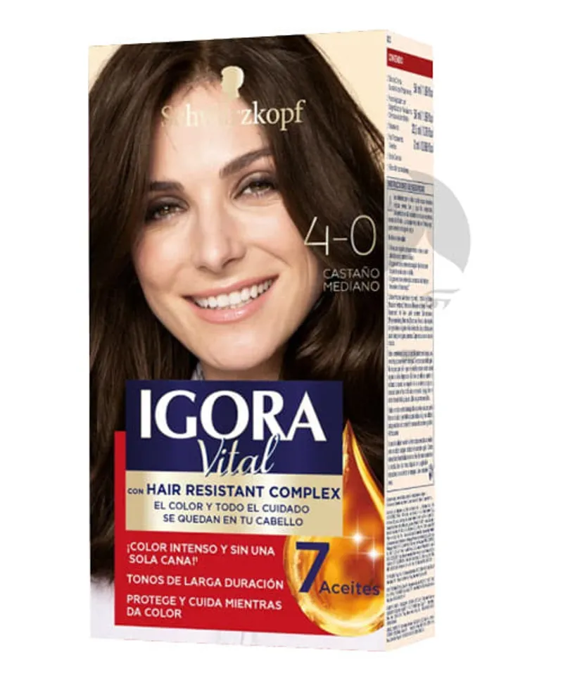 IGORA VITAL TINTE CASTAÑO MEDIANO N.4.0 X 2TUB X 60GR - Producto de belleza y estética en Almacén Sandra