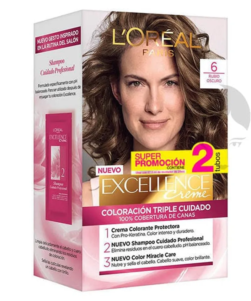 EXCELLENCE CREME TINTE RUBIO OSCURO N6 X2 TUBOS X47GR - Producto de belleza y estética en Almacén Sandra