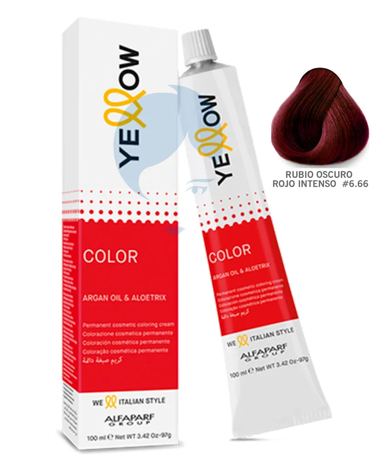 YELLOW TINTE RUBIO OSCURO ROJO INTENSO  #6.66 X 60ML - Producto de belleza y estética en Almacén Sandra