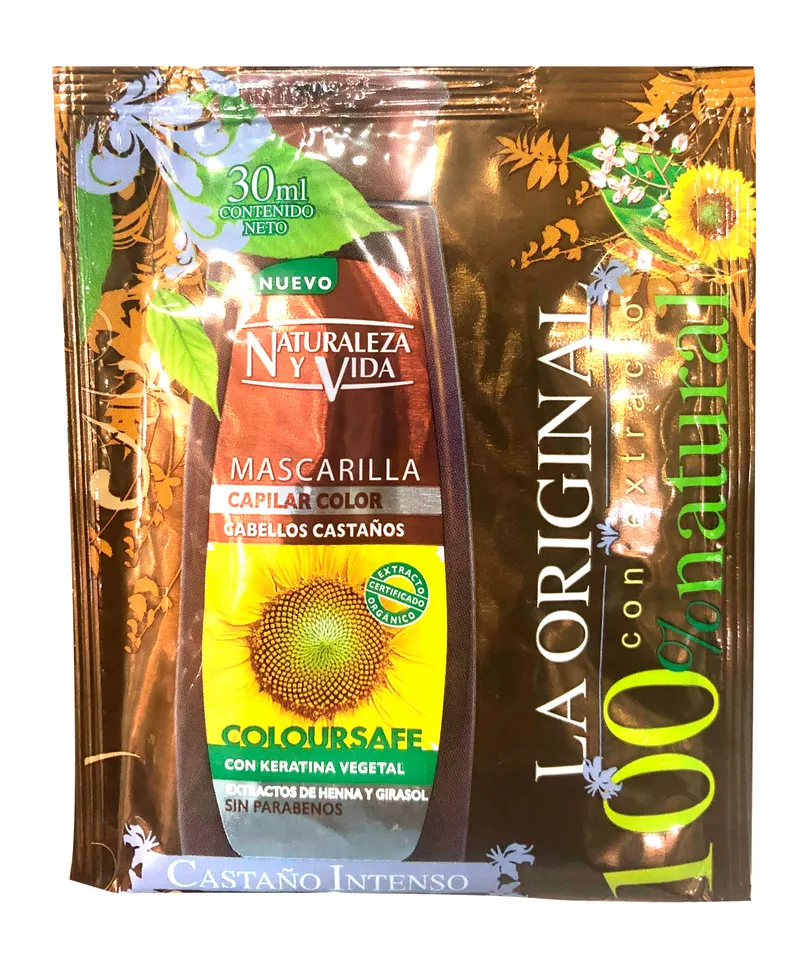 NATURALEZA Y VIDA TRATAMIENTO CAPILAR COLOR CASTAÑO X 30 GR - Producto de belleza y estética en Almacén Sandra