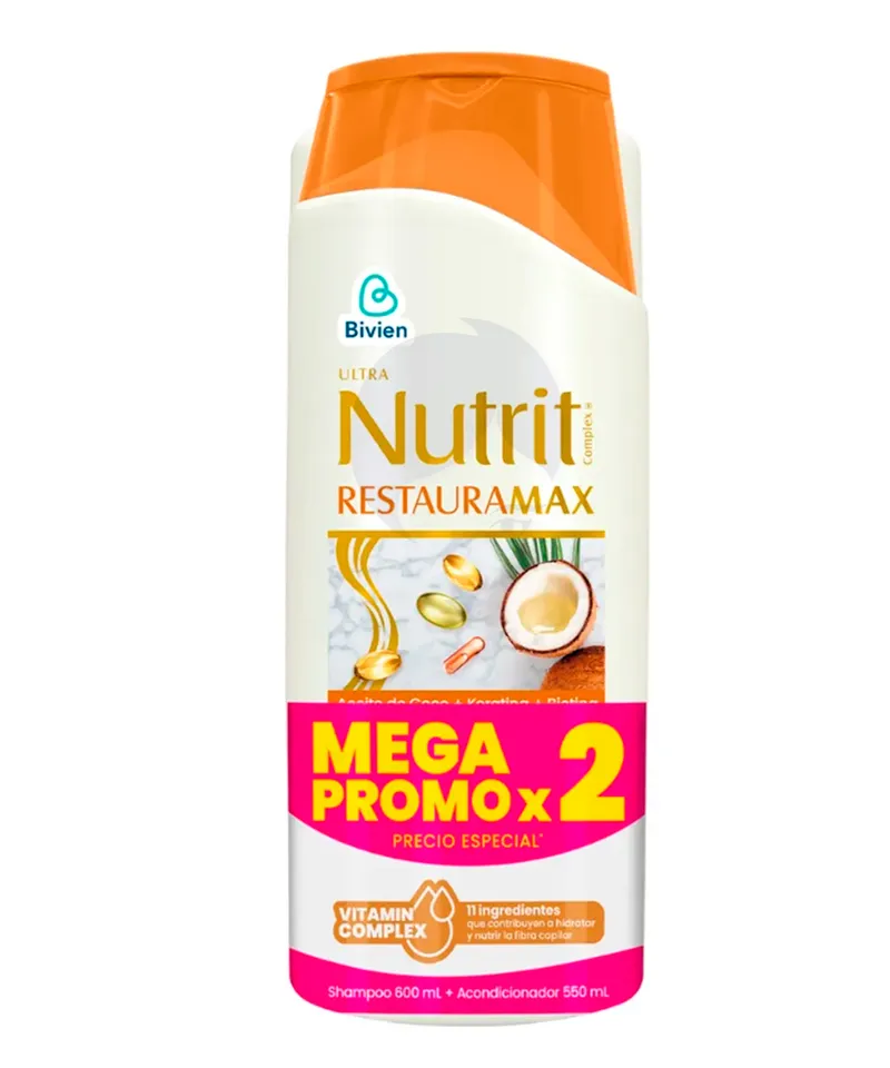 BIVIEN NUTRIT SHAMPOO X 600ML + ACONDICIONADOR 550ML RESTAURA MAX - Producto de belleza y estética en Almacén Sandra