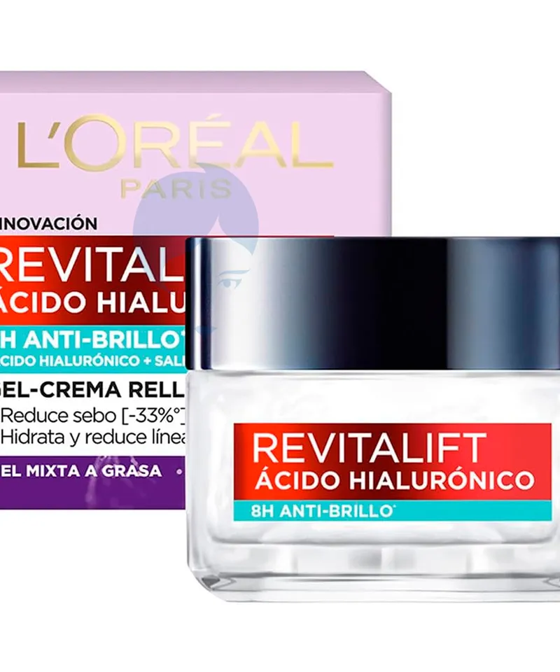 LOREAL GEL-CREMA FACIAL REVITALIFT ACIDO HIALURONICO ANTIBRILLO X 50GR - Producto de belleza y estética en Almacén Sandra
