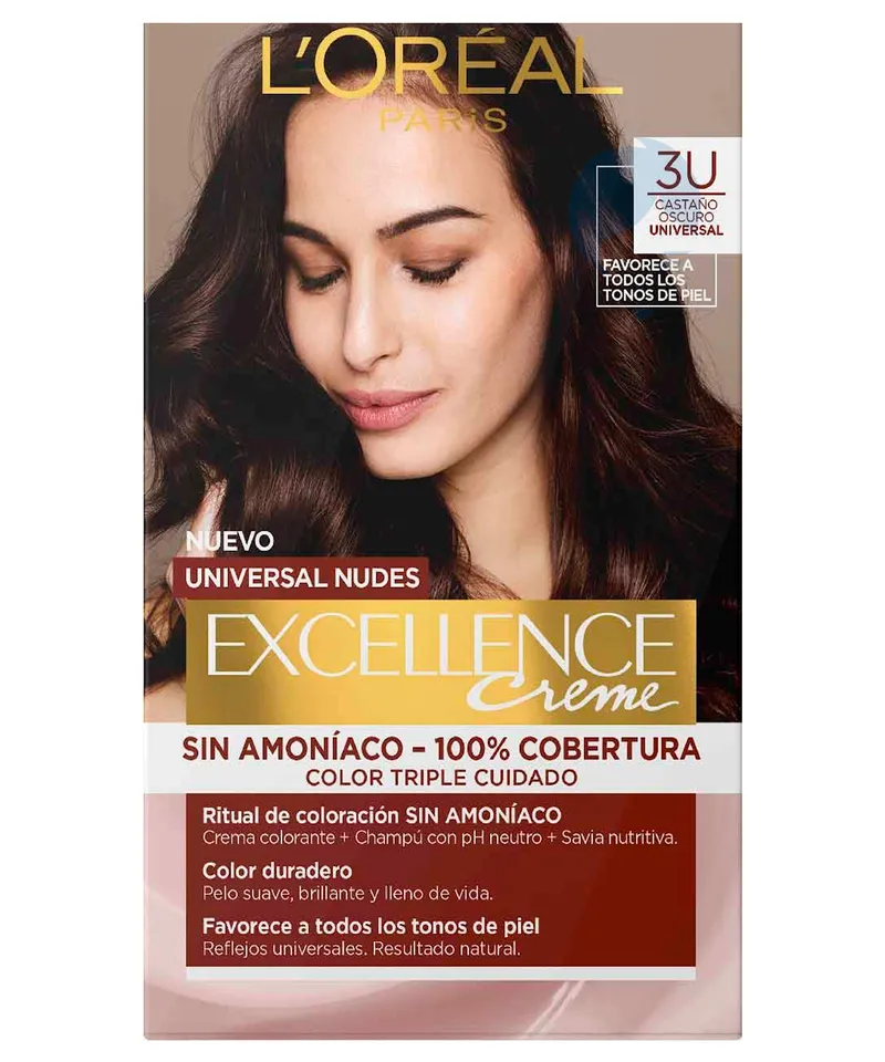 EXCELLENCE CREME TINTE SIN AMONIACO CASTAÑO OSCURO UNIVERSAL 3U - Producto de belleza y estética en Almacén Sandra