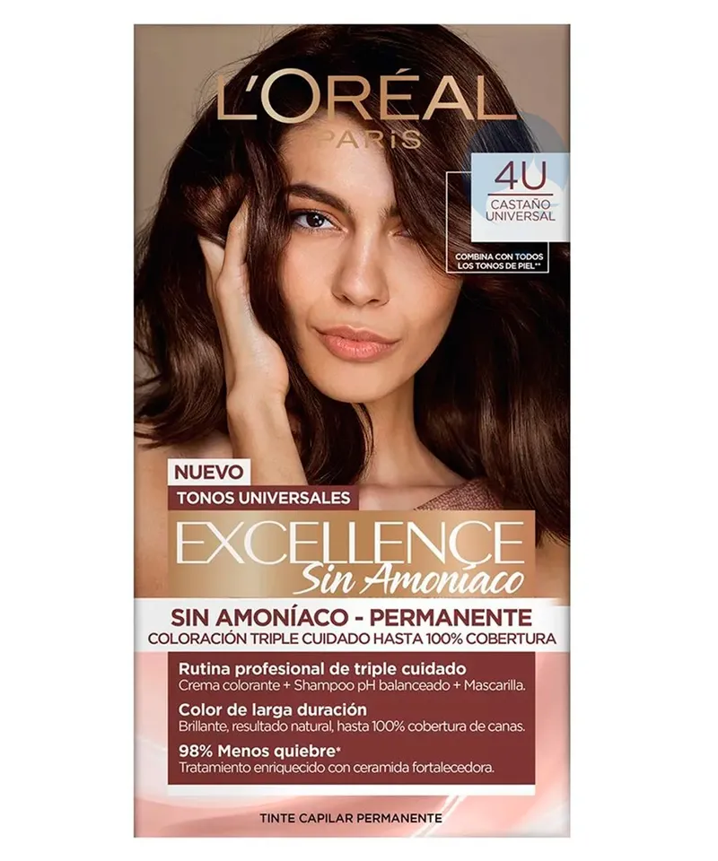 EXCELLENCE CREME TINTE SIN AMONIACO CASTAÑO UNIVERSAL 4U - Producto de belleza y estética en Almacén Sandra
