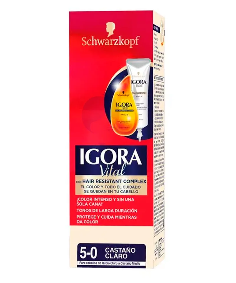 IGORA VITAL TINTE CASTAÑO CLARO 5-0 X 1 TUBO 50ML - Producto de belleza y estética en Almacén Sandra
