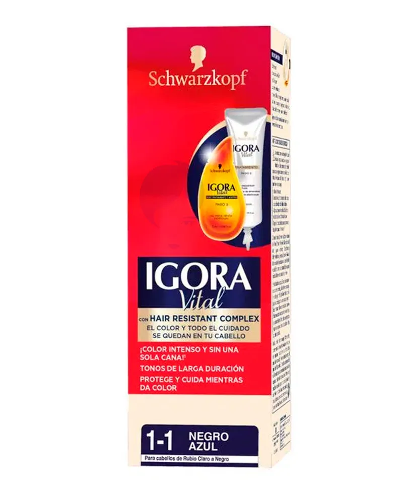 IGORA VITAL TINTE NEGRO AZUL 1-1 X 1 TUBO 50ML - Producto de belleza y estética en Almacén Sandra