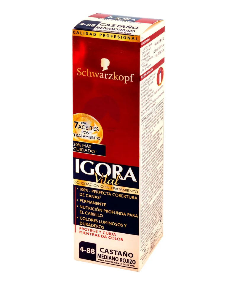 IGORA VITAL TINTE CASTAÑO MEDIANO ROJIZO 4-88 X 1 TUBO 50ML - Producto de belleza y estética en Almacén Sandra