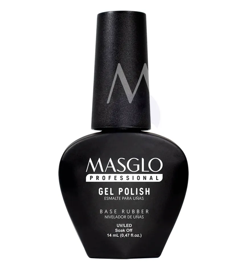 MASGLO ESMALTE  GEL POLISH BASE RUBBER CLEAR X 14ML - Producto de belleza y estética en Almacén Sandra