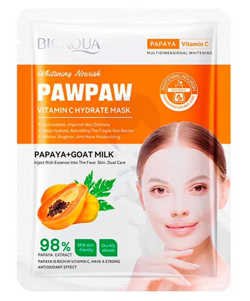 MAFFICK BIOAQUA MASCARILLA EN VELO FACIAL DE PAPAYA X 25GR - Producto de belleza y estética en Almacén Sandra