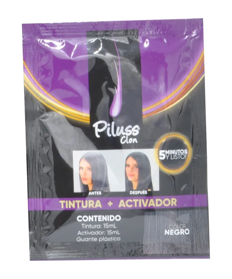PILUSS CLON TINTE + ACTIVADOR LIQUIDO COLOR NEGRO X 30ML - Producto de belleza y estética en Almacén Sandra