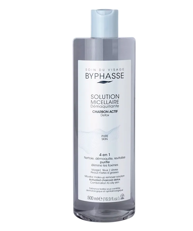 BYPHASSE SOLUCION MICELAR DESMAQUILLANTE CARBON ACTIVADO X 500ML - Producto de belleza y estética en Almacén Sandra
