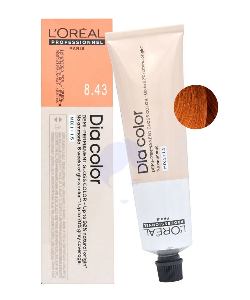 LOREAL DIA COLOR TINTE RUBIO CLARO COBRIZO DORADO N.8.43 X 60ML - Producto de belleza y estética en Almacén Sandra