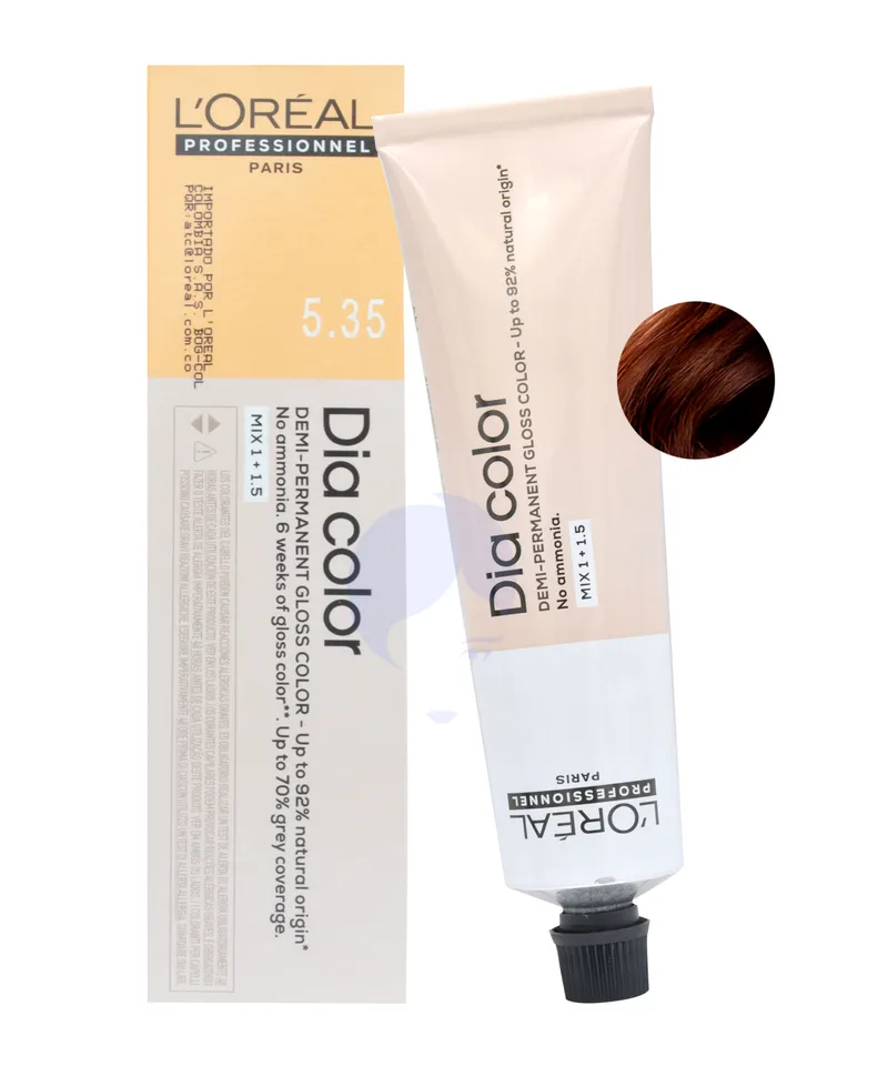 LOREAL DIA COLOR TINTE CASTAÑO CLARO DORADO CAOBA N.5.35 X 60ML - Producto de belleza y estética en Almacén Sandra