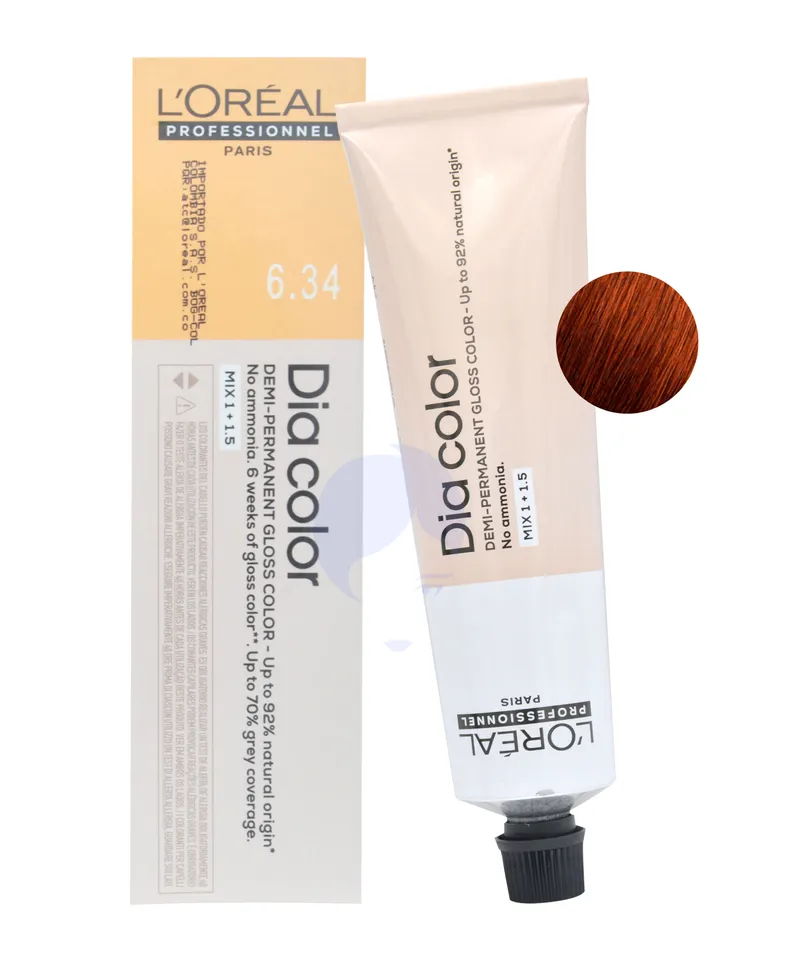 LOREAL DIA COLOR TINTE RUBIO OSCURO DORADO COBRIZO N.6.34 X 60ML - Producto de belleza y estética en Almacén Sandra