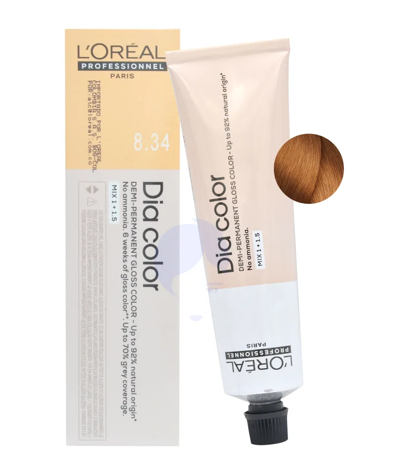 LOREAL DIA COLOR TINTE RUBIO CLARO DORADO COBRIZO N.8.34 X 60ML - Producto de belleza y estética en Almacén Sandra