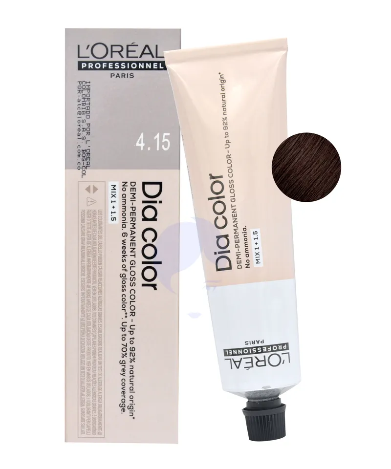 LOREAL DIA COLOR TINTE CASTAÑO CENIZA CAOBA N.4.15 X 60ML - Producto de belleza y estética en Almacén Sandra