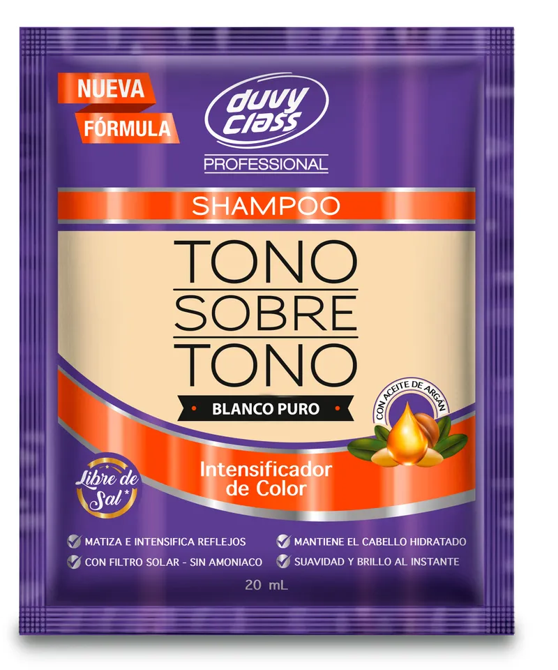 DUVY CLASS SHAMPOO TONO SOBRE TONO BLANCO PURO  X 30ML - Producto de belleza y estética en Almacén Sandra