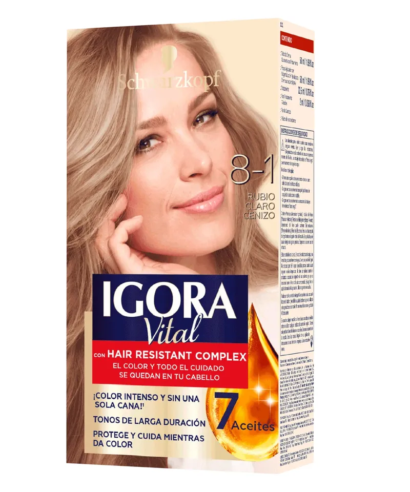 IGORA VITAL TINTE RUBIO CLARO CENIZO 8-1 X 1 TUBO 50ML - Producto de belleza y estética en Almacén Sandra