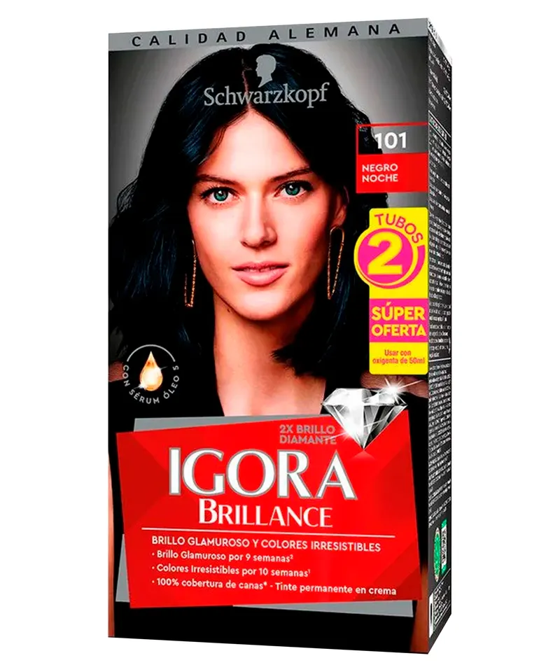 IGORA BRILLANCE TINTE NEGRO NOCHE N.101 X2 TUB X 60GR - Producto de belleza y estética en Almacén Sandra