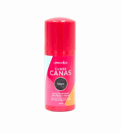 URBANUS CUBRE CANAS EN SPRAY NEGRO X 100ML - Producto de belleza y estética en Almacén Sandra