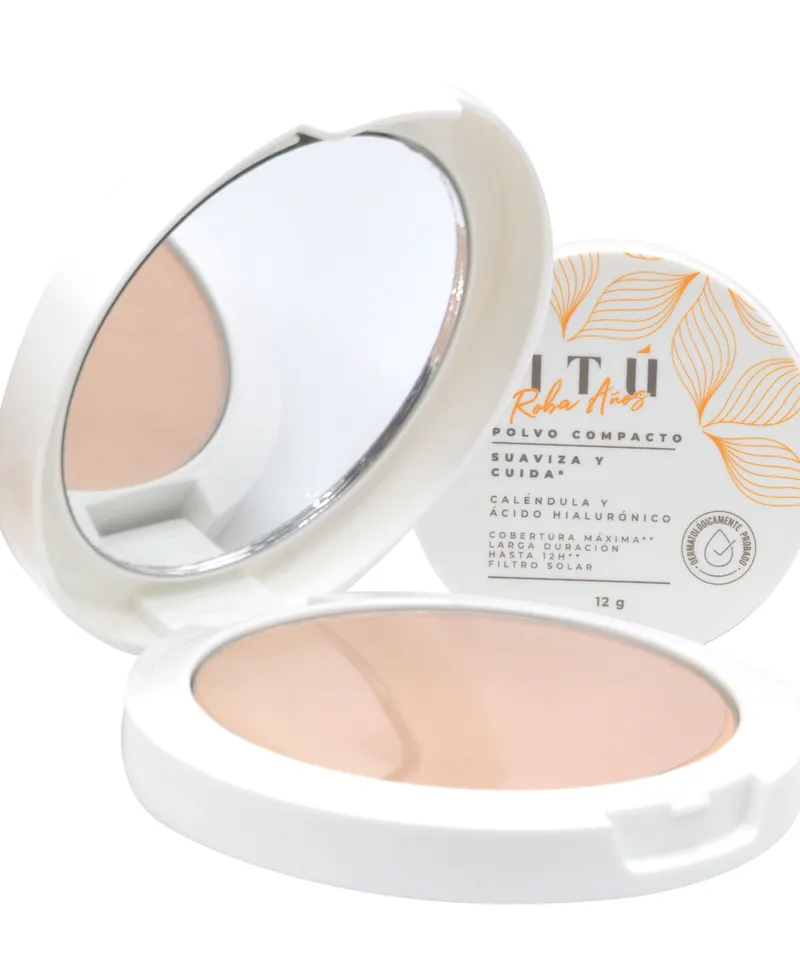 VITU POLVO COMPACTO CALENDULA Y ACIDO HIALURONICO CASTAÑA N.4 X 12GR - Producto de belleza y estética en Almacén Sandra