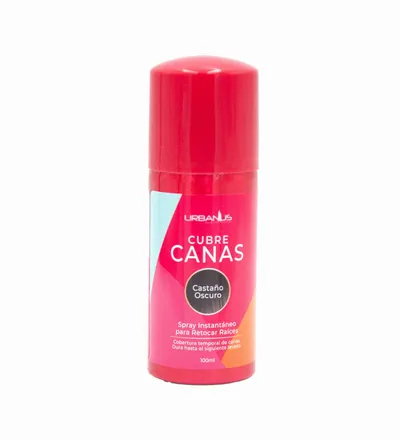 URBANUS CUBRE CANAS EN SPRAY CASTAÑO OSCURO X 100ML - Producto de belleza y estética en Almacén Sandra