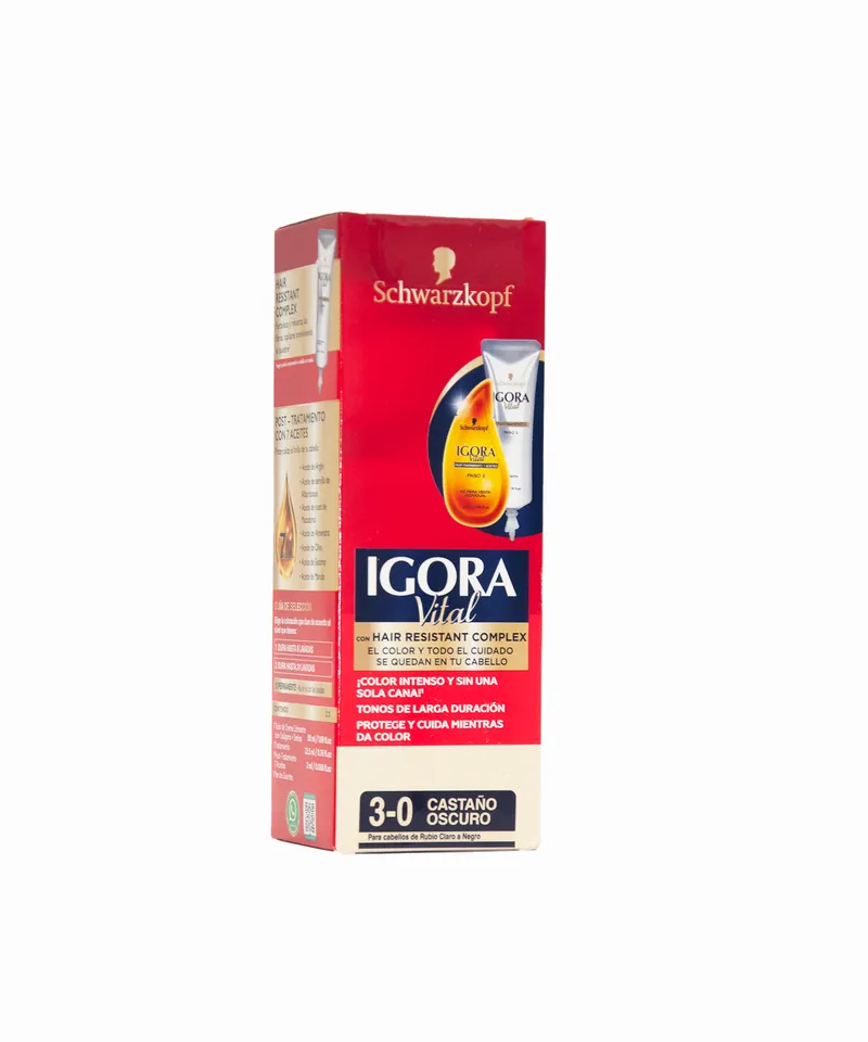 IGORA VITAL TINTE CASTAÑO OSCURO N.3.0 X 50ML - Producto de belleza y estética en Almacén Sandra