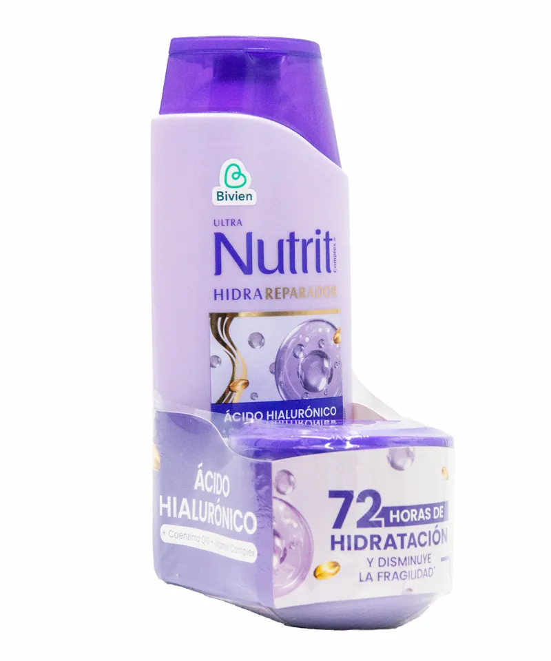 NUTRIT SHAMPOO HIDRAREPARADOR ACIDO HIALURONICO X 600ML + TRATAMIENTO HIDROREPARADOR ACIDO HIALURONICO X 300ML - Producto de belleza y estética en Almacén Sandra