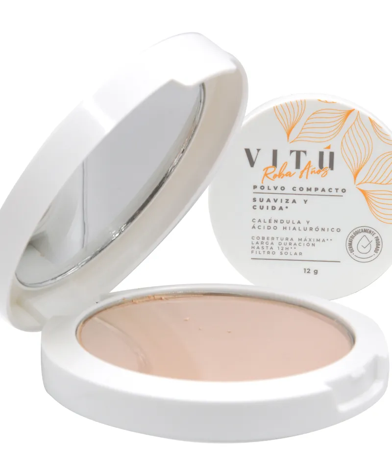 VITU POLVO COMPACTO CALENDULA Y ACIDO HIALURONICO MACADAMIA N.1 X 12GR - Producto de belleza y estética en Almacén Sandra