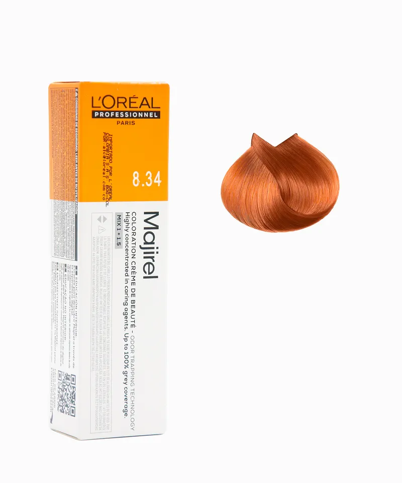 MAJIREL TINTE RUBIO CLARO DORADO COBRIZO N.8.34 X 60GR - Producto de belleza y estética en Almacén Sandra