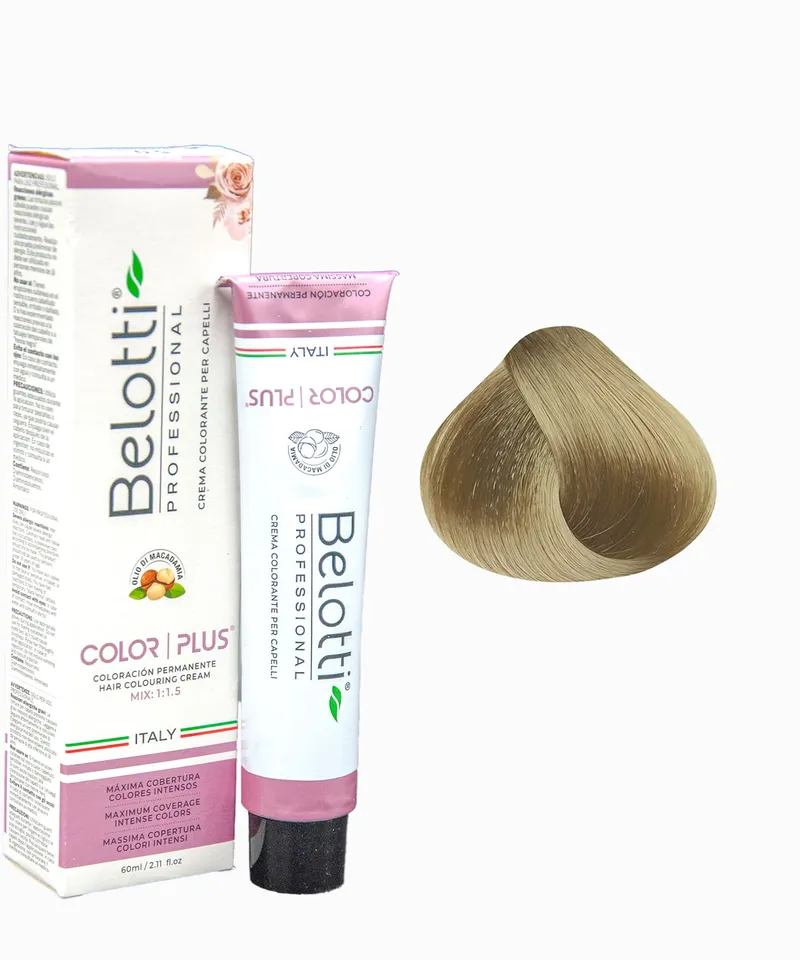 BELOTTI  COLOR PLUS 10.13 RUBIO EXTRA CLARO CENIZO DORADO  X 60ML - Producto de belleza y estética en Almacén Sandra