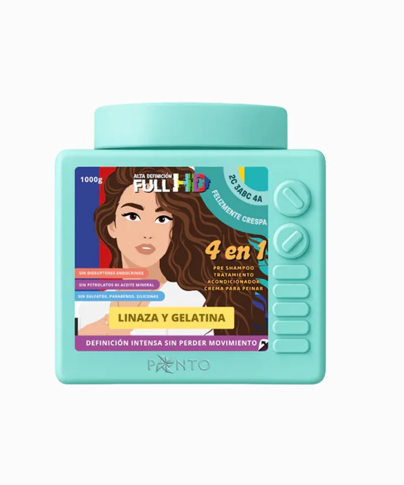 PONTO FULL HD 4EN1 FELIZMENTE CRESPA LINAZA Y GELATINA X 1000GR - Producto de belleza y estética en Almacén Sandra