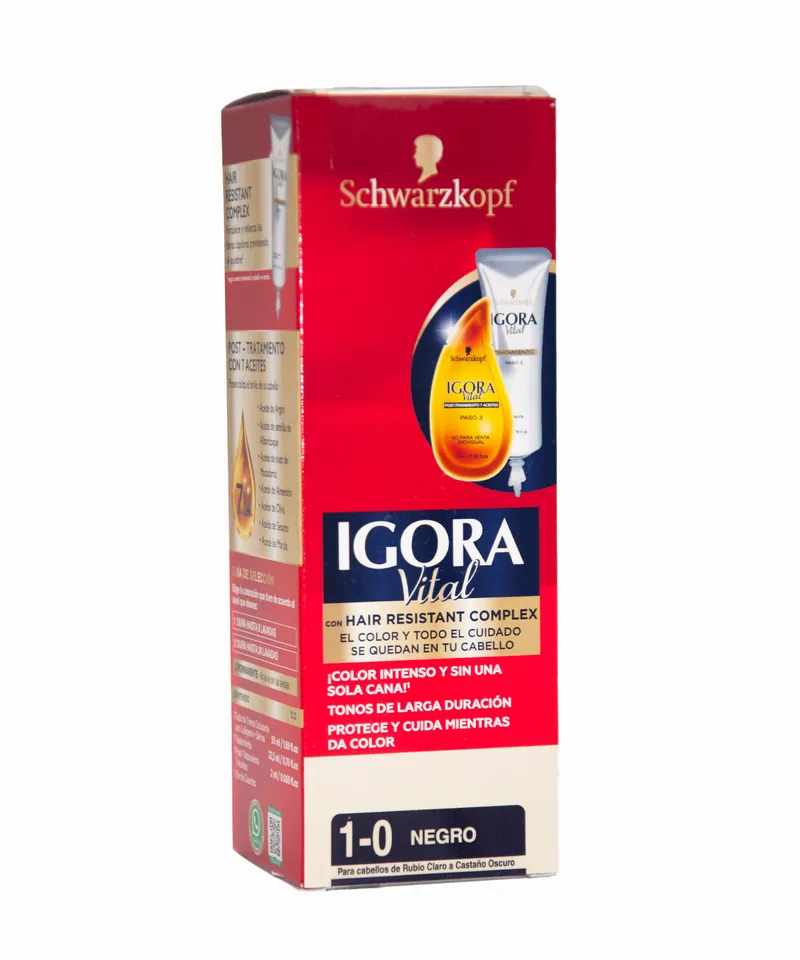 IGORA VITAL TINTE NEGRO 1-0 X 1 TUBO 50ML - Producto de belleza y estética en Almacén Sandra
