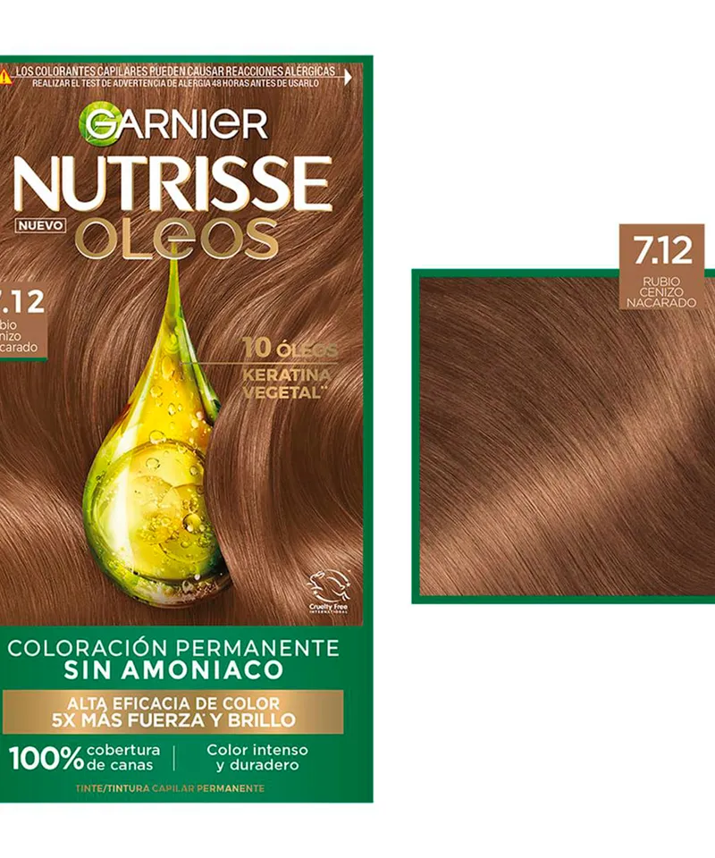 NUTRISSE GARNIER TINTE SIN AMONIACO RUBIO CENIZO NACARADO N.7.12 - Producto de belleza y estética en Almacén Sandra