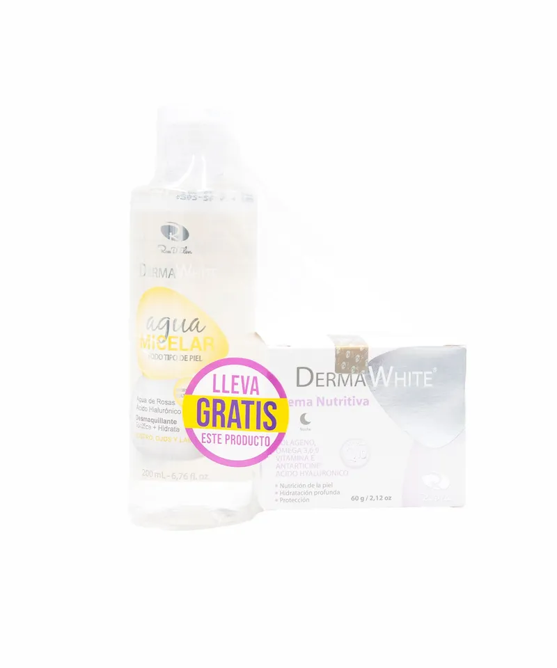 DERMA WHITE CREMA NUTRITIVA X 60GR + AGUA MICELAR X 200ML - Producto de belleza y estética en Almacén Sandra