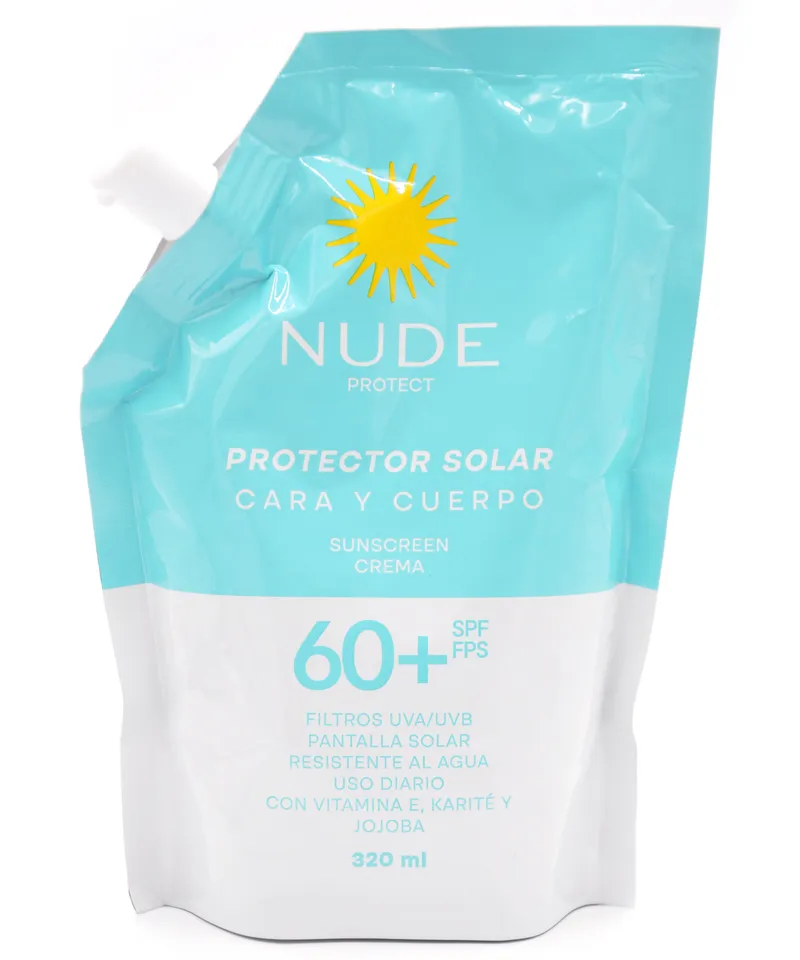 NUDE PROTECTOR SOLAR CARA Y CUERPO 60SPF DOYPACK X 320ML - Producto de belleza y estética en Almacén Sandra