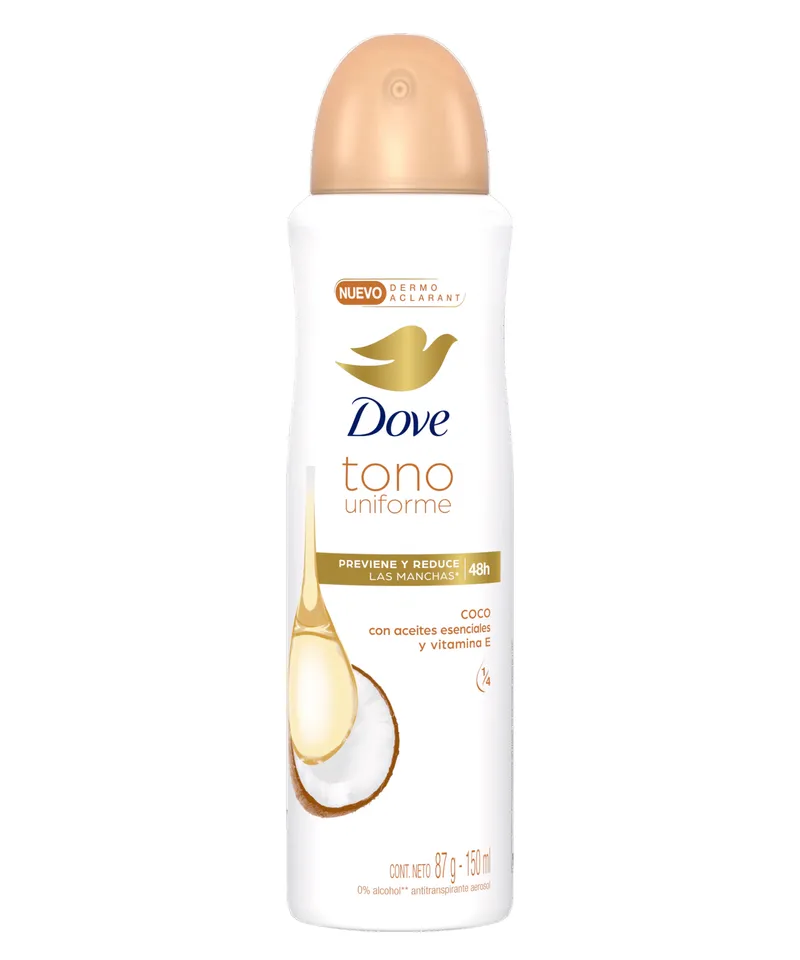 DOVE DESODORANTE TONO UNIFORME EN AEROSOL COCO X 87GR - Producto de belleza y estética en Almacén Sandra