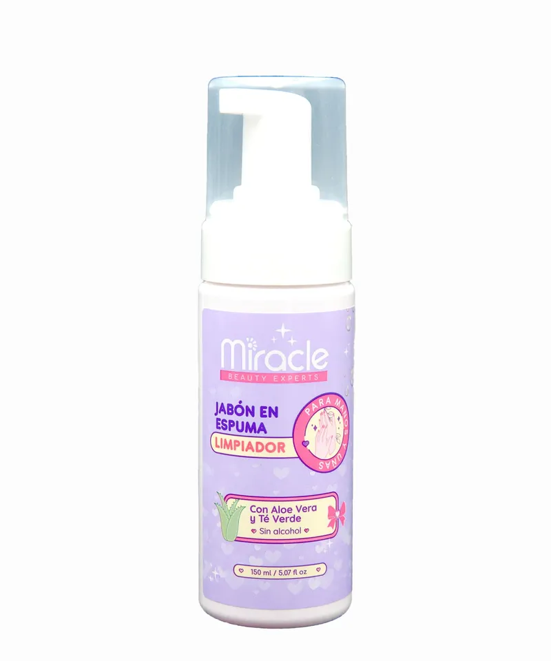 MIRACLE JABON EN ESPUMA LIMPIADOR PARA MANOS Y UÑAS X 150ML - Producto de belleza y estética en Almacén Sandra