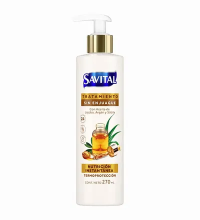 SAVITAL TRATAMIENTO SIN ENJUAGUE ACEITE DE ARGAN Y SAVILA X 270ML - Producto de belleza y estética en Almacén Sandra