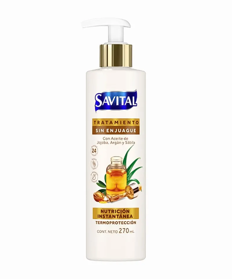 SAVITAL TRATAMIENTO SIN ENJUAGUE ACEITE DE ARGAN Y SAVILA X 270ML - Producto de belleza y estética en Almacén Sandra