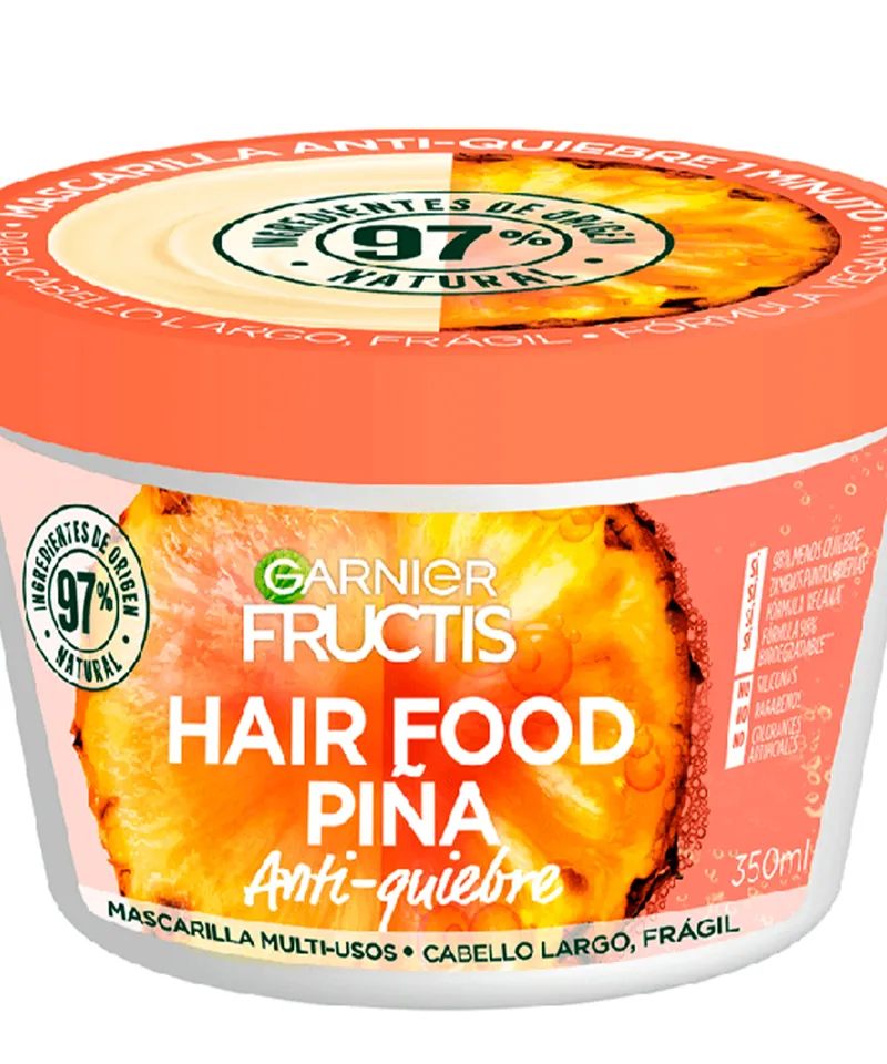 GARNIER FRUCTIS MASCARILLA HAIR FOOD PIÑA ANTI-QUIEBRE X 300ML - Producto de belleza y estética en Almacén Sandra