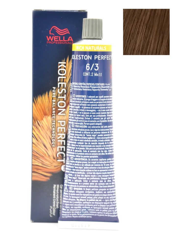 WELLA KOLESTON PERFECT TINTE RUBIO OSCURO DORADO N.6.3 X 60ML - Producto de belleza y estética en Almacén Sandra