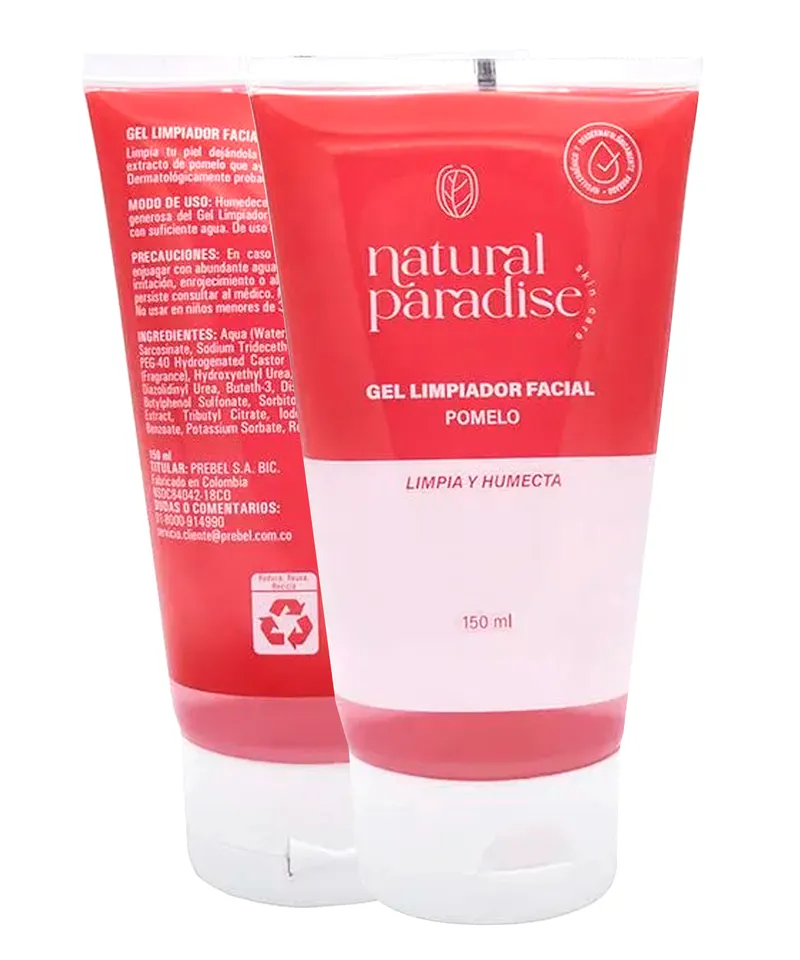 NATURAL PARADISE GEL LIMPIADOR FACIAL POMELOX 150ML - Producto de belleza y estética en Almacén Sandra