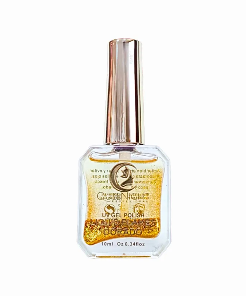 QUEENIGHT LIQUID FLAKES DORADO X 10ML - Producto de belleza y estética en Almacén Sandra