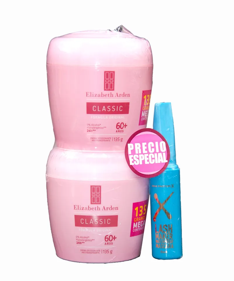 ELIZABETH ARDEN DESODORANTE CREMA CLASSIC X 2UND X 135GR + PESTAÑINA LASH MAKER - Producto de belleza y estética en Almacén Sandra