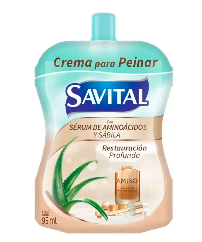 SAVITAL CREMA PARA PEINAR SERUM DE AMINOACIDOS Y SABILA X 95ML - Producto de belleza y estética en Almacén Sandra